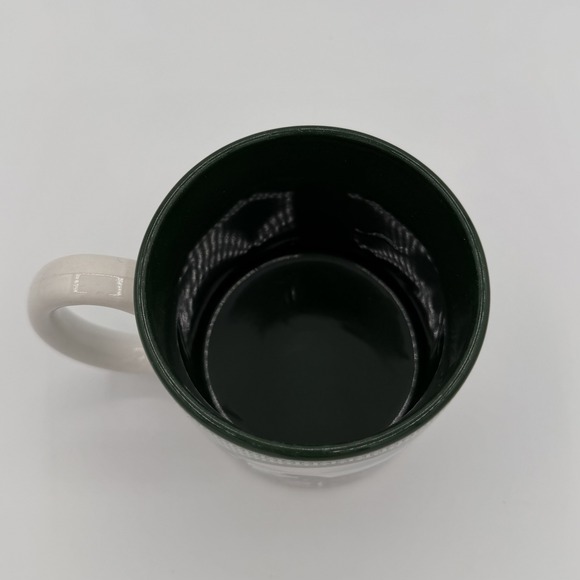 Vintage 1992 Wood Duck Ceramic Mug Green White Woven Pattern Made in Korea - Picture 3 of 5